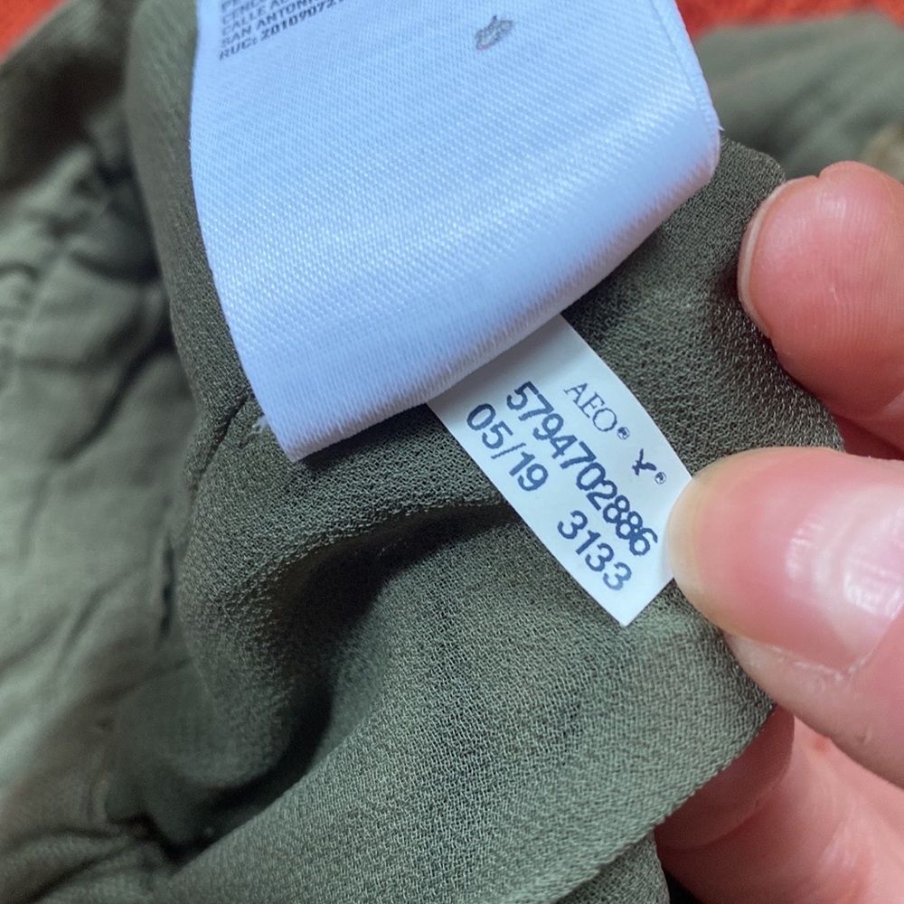 AE American Eagle Olive Army Green Linen High Waist Shorts - Picture 11 of 11